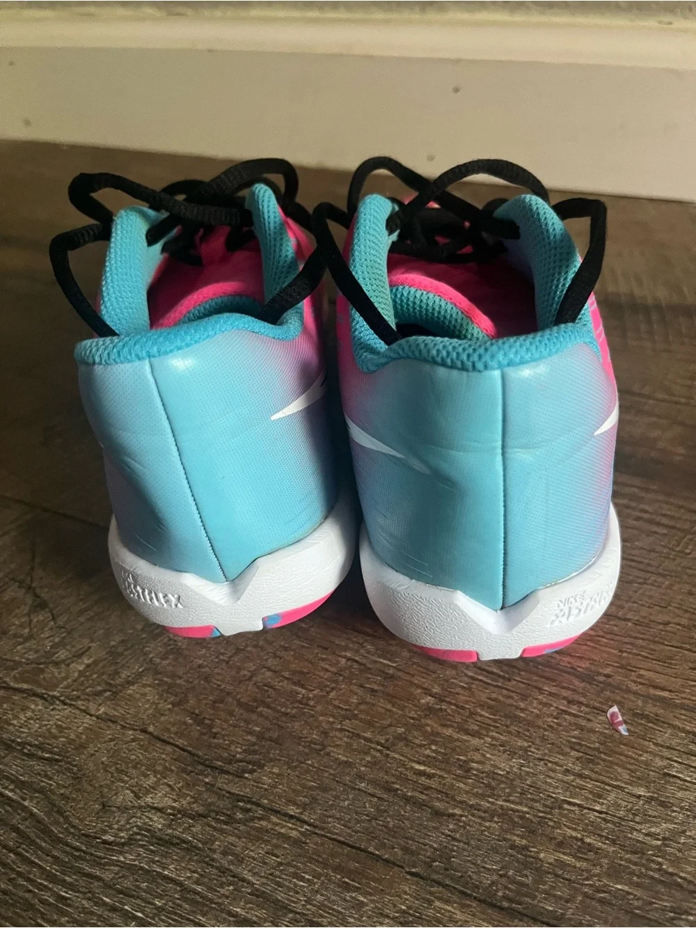 Nike Kids' Hyperdiamond Keystone Softball Cleats in the pink and blue size 2